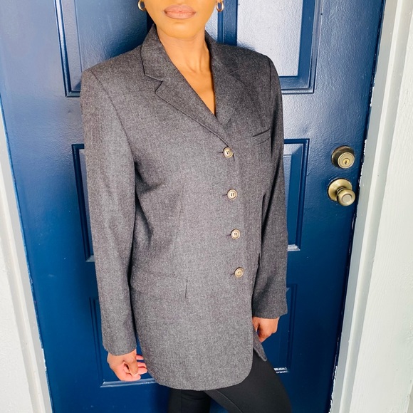 Collection Harve Benard VTG Charcoal Gray Wool Blazer Size 10 - Picture 3 of 9